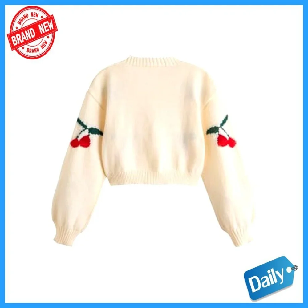 Girls' V-Neck Cardigan Sweater, Loose Fit, Button Down, Long Sleeve